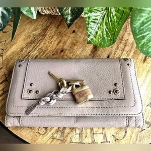 Chloé Paddington Taupe Lambskin Leather Long Wallet.